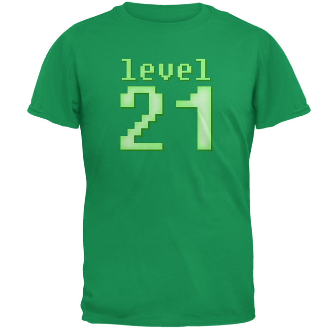 Gamer Milestone Birthday Level 21 Mens T Shirt Men's T-Shirts Old Glory 2XL Green 