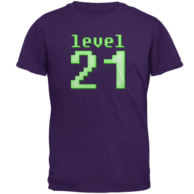 Gamer Milestone Birthday Level 21 Mens T Shirt Men's T-Shirts Old Glory 2XL Purple 