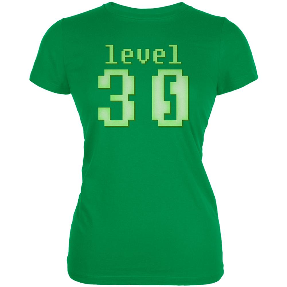 Gamer Milestone Birthday Level 30 Juniors Soft T Shirt Juniors T-Shirts Old Glory 2XL Irish Green 