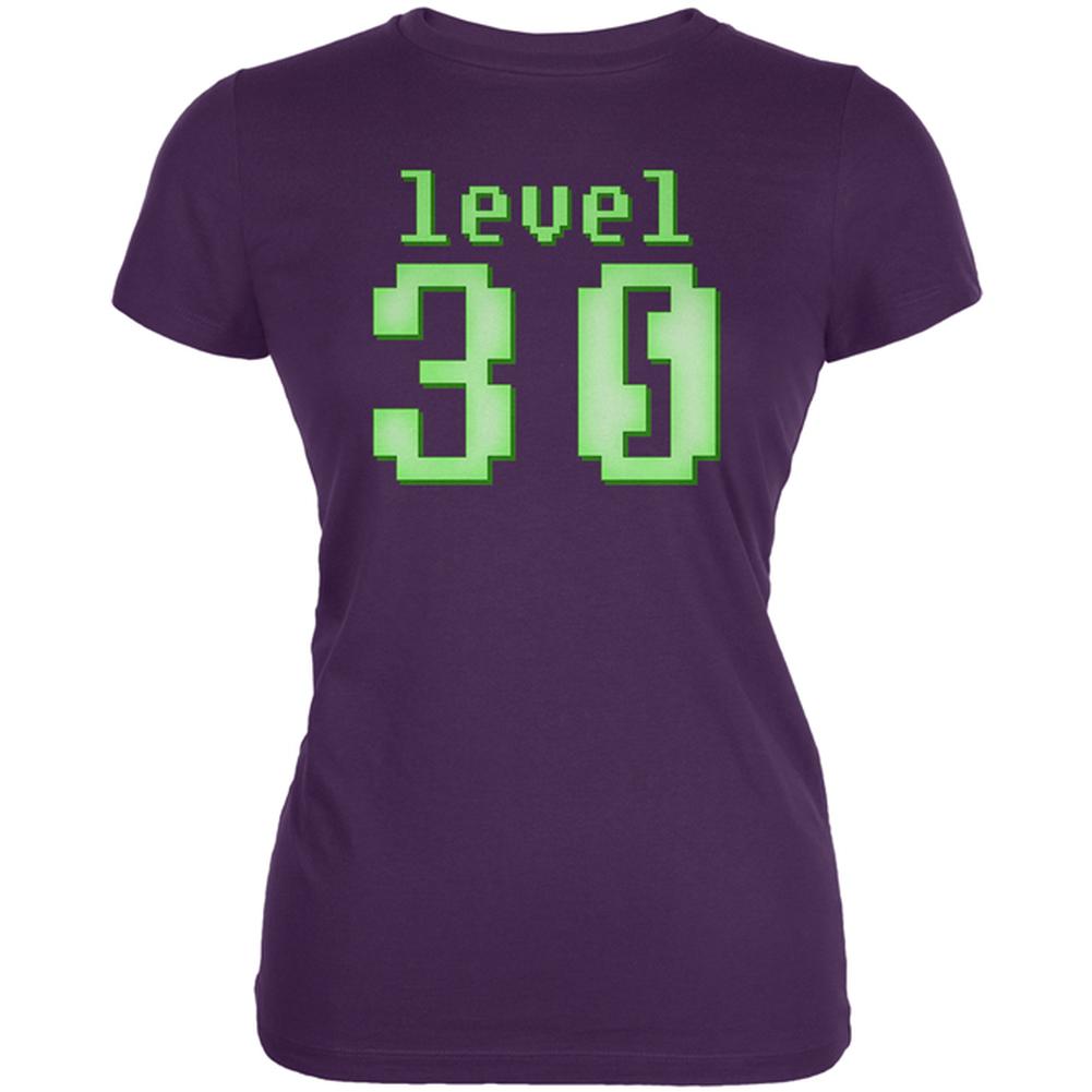 Gamer Milestone Birthday Level 30 Juniors Soft T Shirt Juniors T-Shirts Old Glory 2XL Purple 