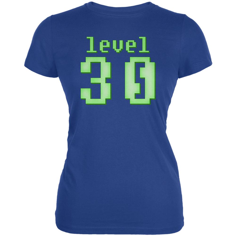 Gamer Milestone Birthday Level 30 Juniors Soft T Shirt Juniors T-Shirts Old Glory 2XL Royal 