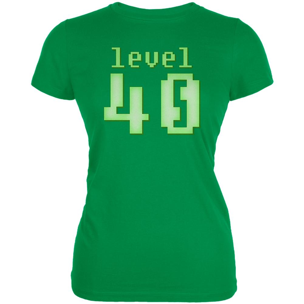 Gamer Milestone Birthday Level 40 Juniors Soft T Shirt Juniors T-Shirts Old Glory 2XL Irish Green 