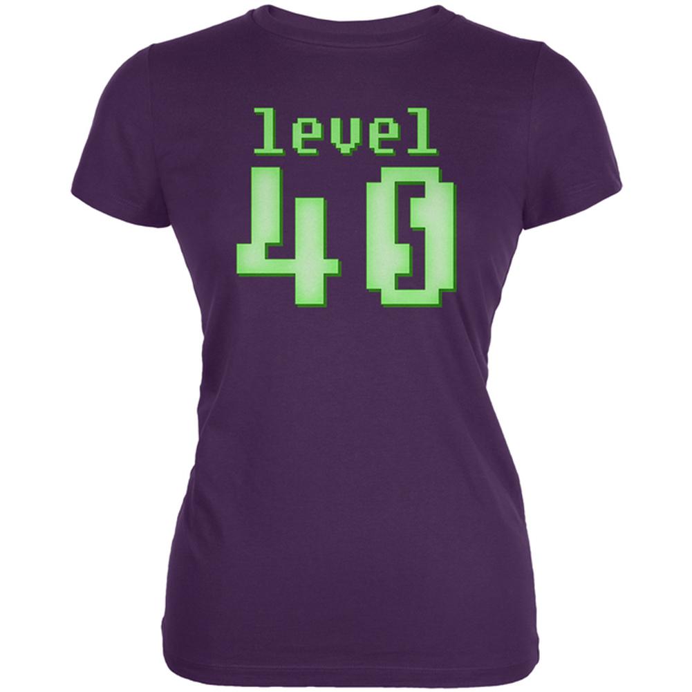 Gamer Milestone Birthday Level 40 Juniors Soft T Shirt Juniors T-Shirts Old Glory 2XL Purple 