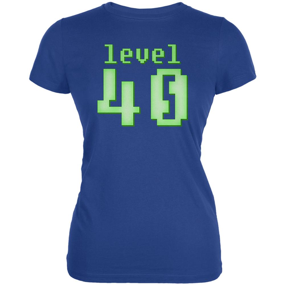 Gamer Milestone Birthday Level 40 Juniors Soft T Shirt Juniors T-Shirts Old Glory 2XL Royal 