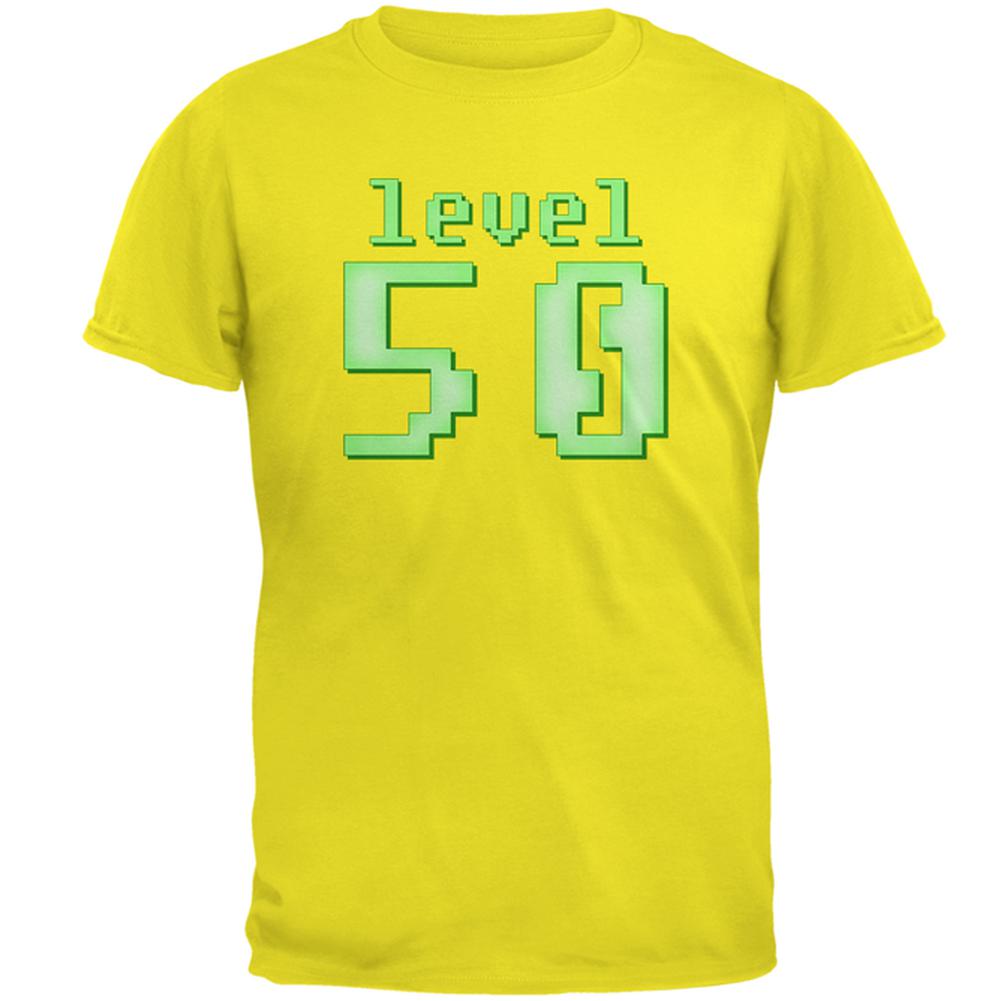 Gamer Milestone Birthday Level 50 Mens T Shirt Men's T-Shirts Old Glory 2XL Bright Yellow 