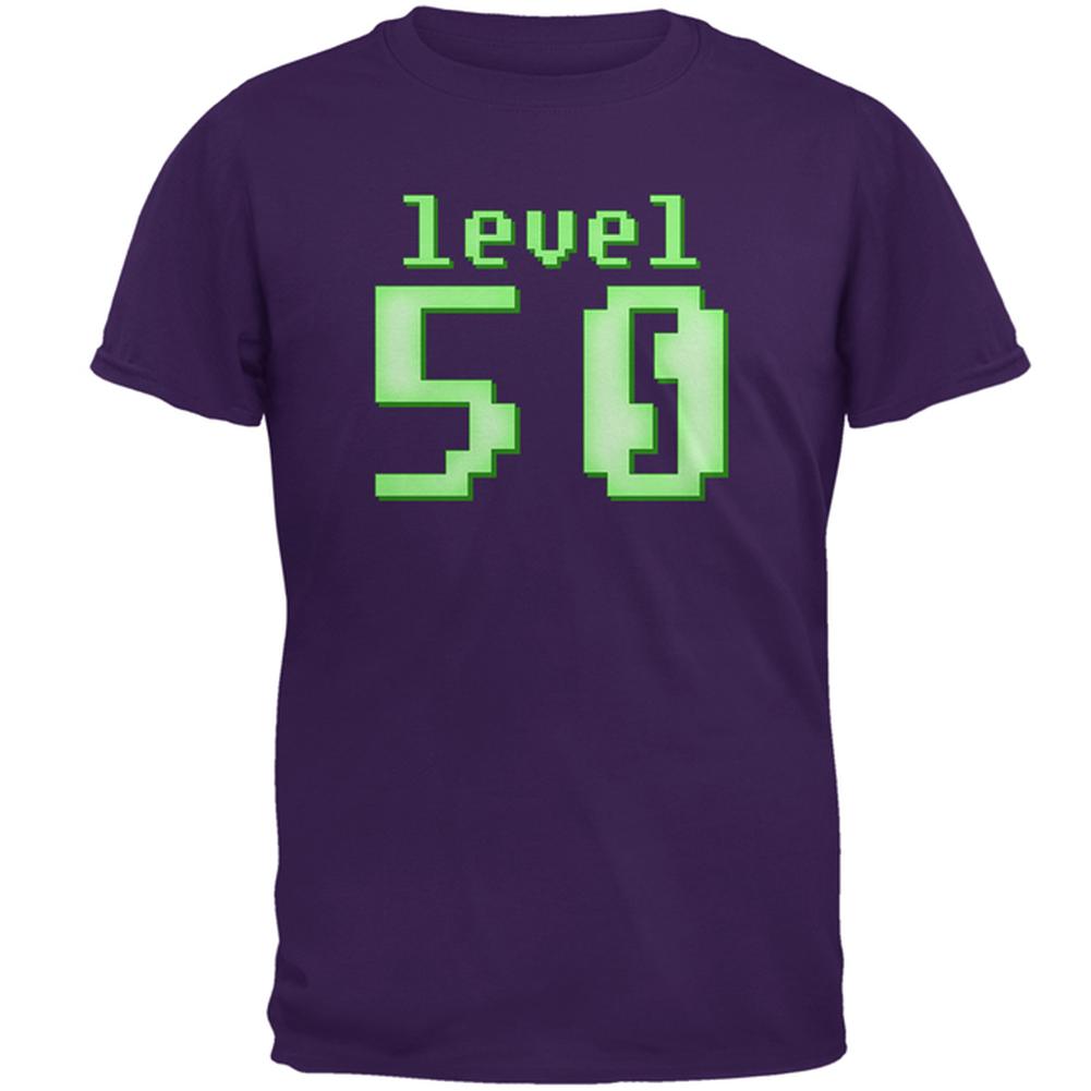 Gamer Milestone Birthday Level 50 Mens T Shirt Men's T-Shirts Old Glory 2XL Purple 