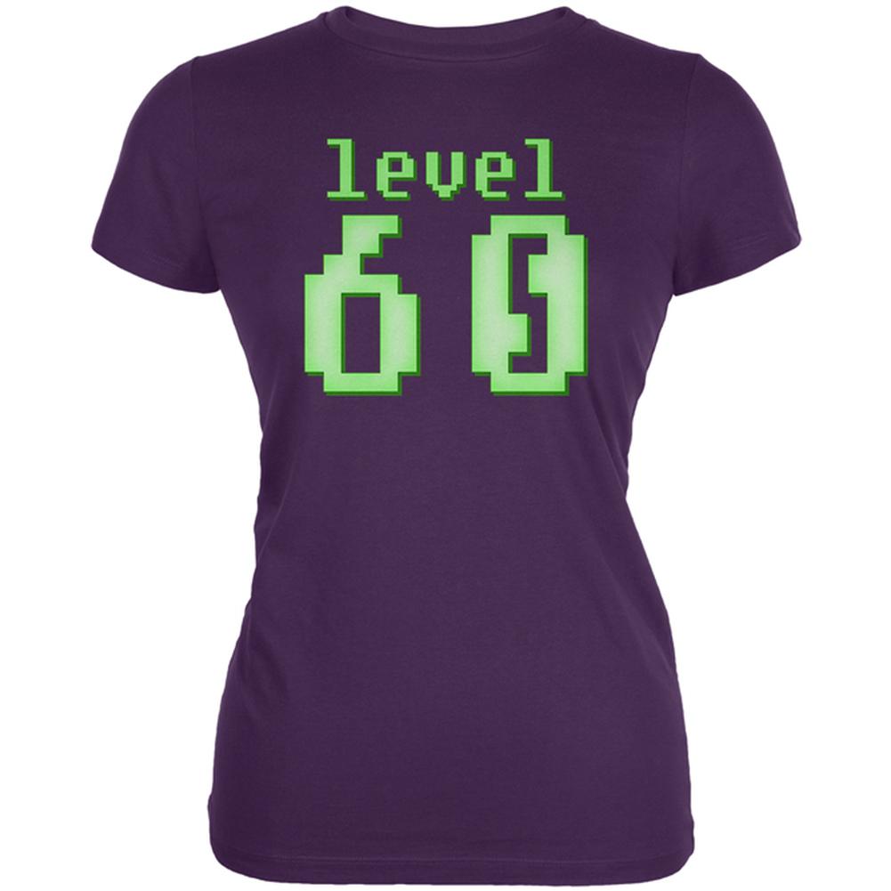 Gamer Milestone Birthday Level 60 Juniors Soft T Shirt Juniors T-Shirts Old Glory 2XL Purple 