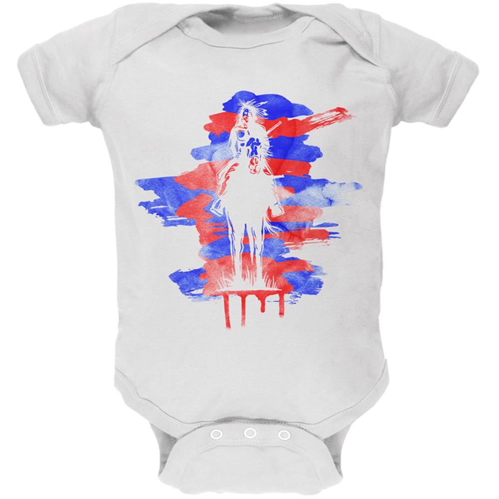 4th of July Original American Soft Baby One Piece Baby One Piece Old Glory 0-3M White 