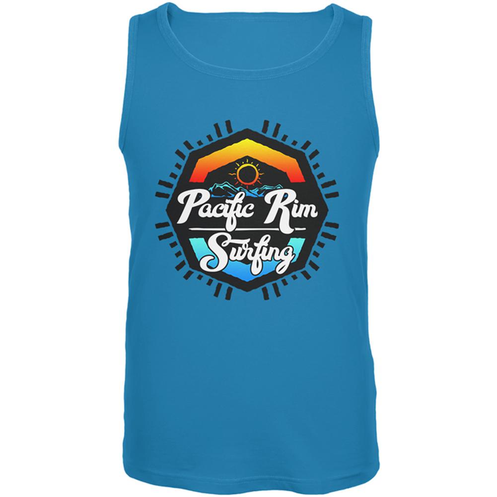 Pacific Rim Surfing Mens Tank Top Men's Tank Tops Old Glory LG Turquoise 