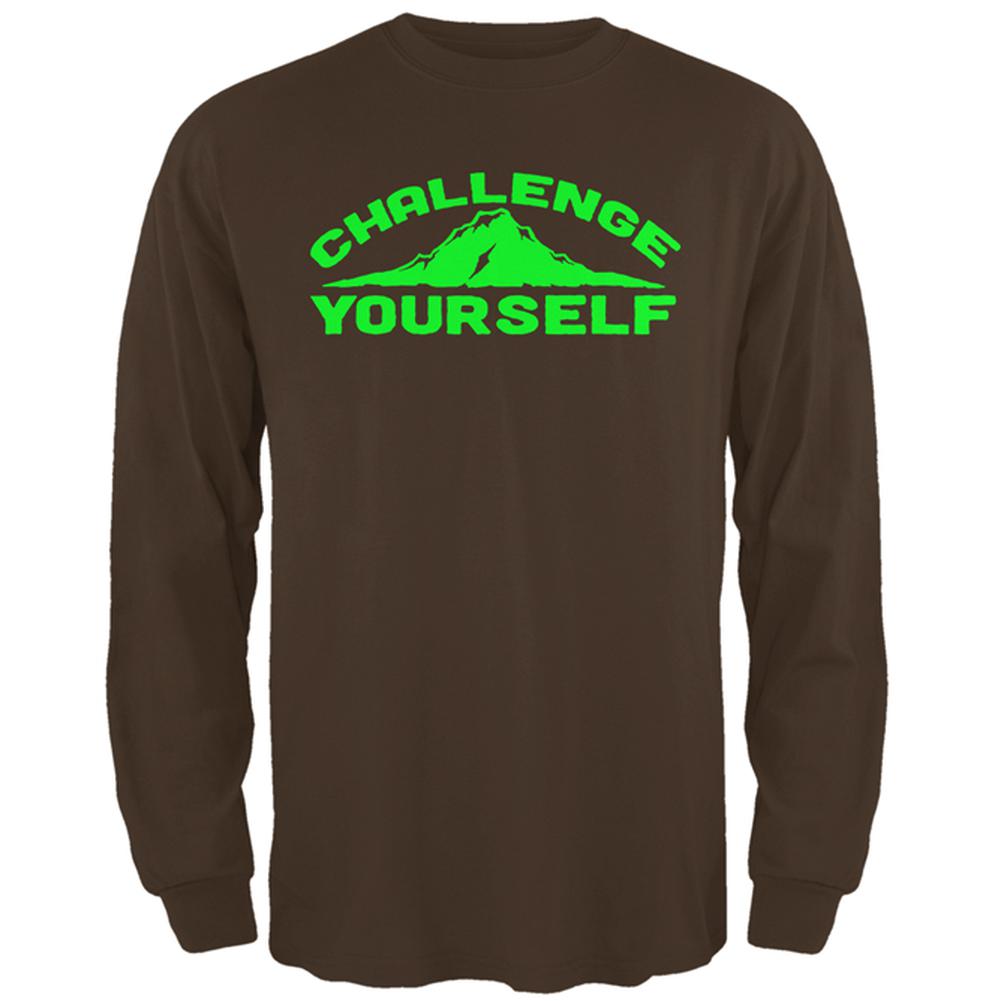 Challenge Yourself Mens Long Sleeve T Shirt Men's Long Sleeves Old Glory 2XL Brown 