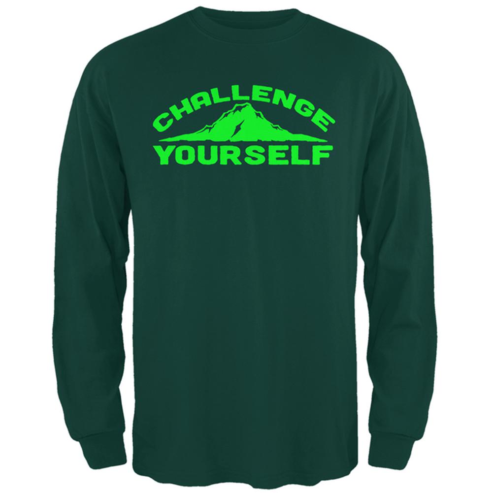 Challenge Yourself Mens Long Sleeve T Shirt Men's Long Sleeves Old Glory 2XL Forest Green 