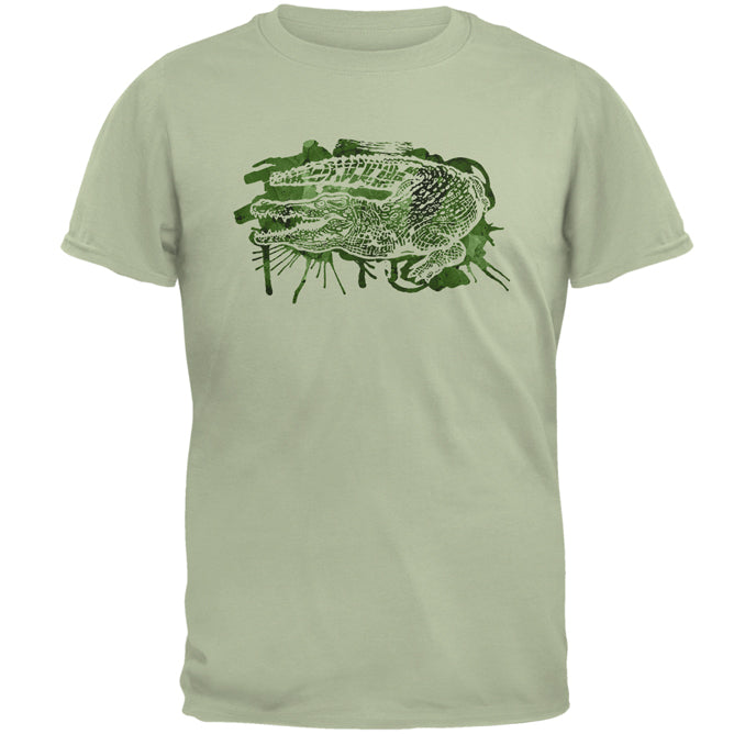 Alligator Swamp Water Splatter Mens T Shirt Men's T-Shirts global MD Serene Green 