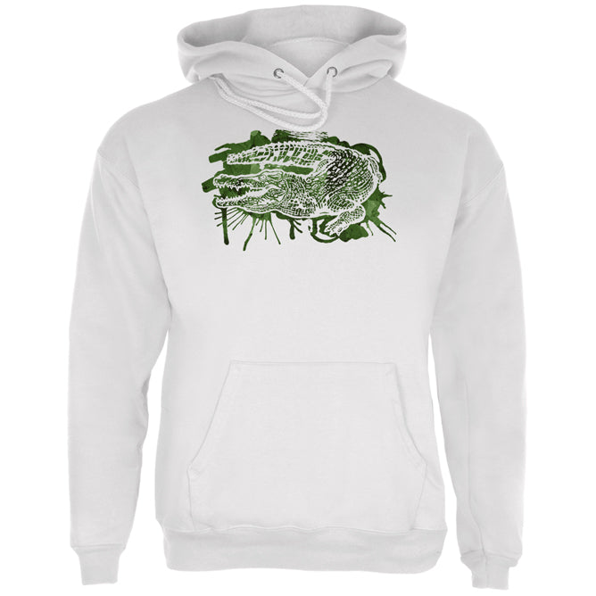 Alligator Swamp Water Splatter Mens Hoodie Men's Hoodies global LG White 