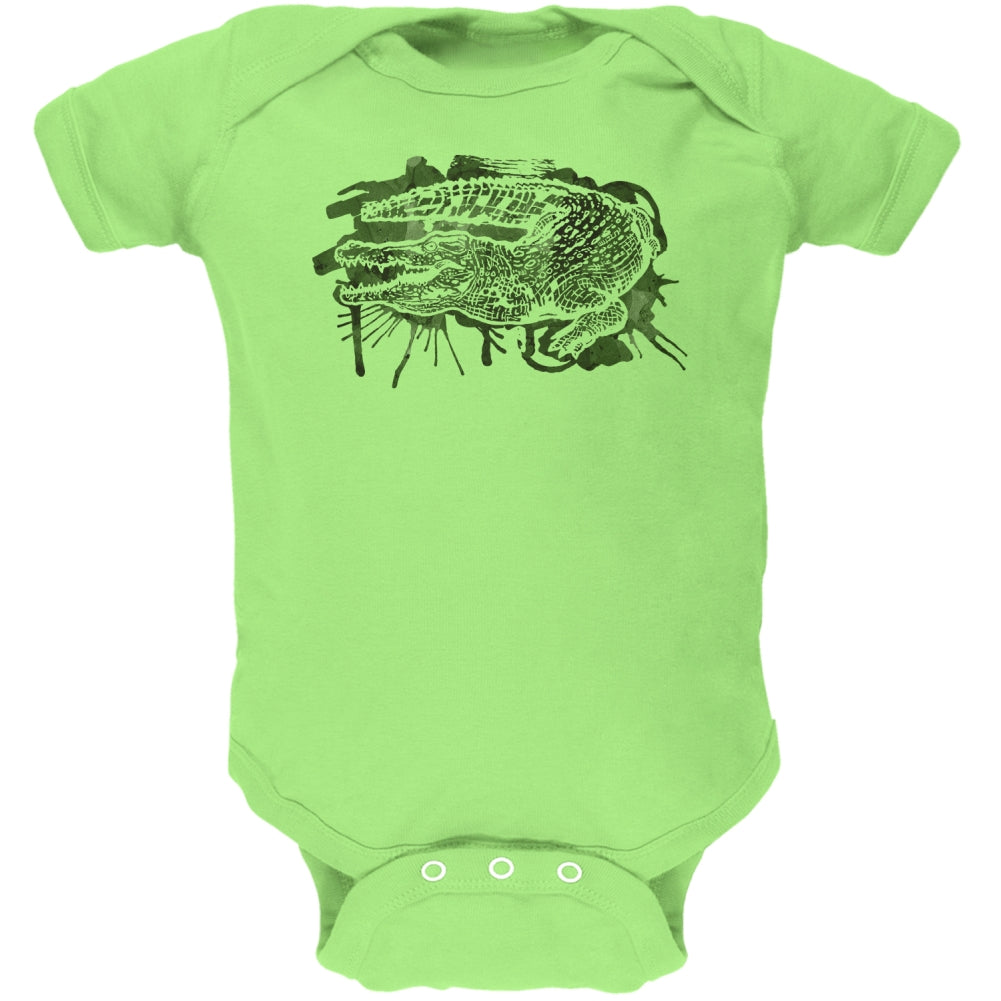 Alligator Swamp Water Splatter Soft Baby One Piece Baby One Piece global 0-3M Key Lime 