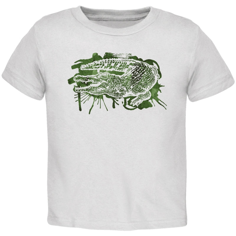 Alligator Swamp Water Splatter Toddler T Shirt Toddler T-Shirts global 2T White 