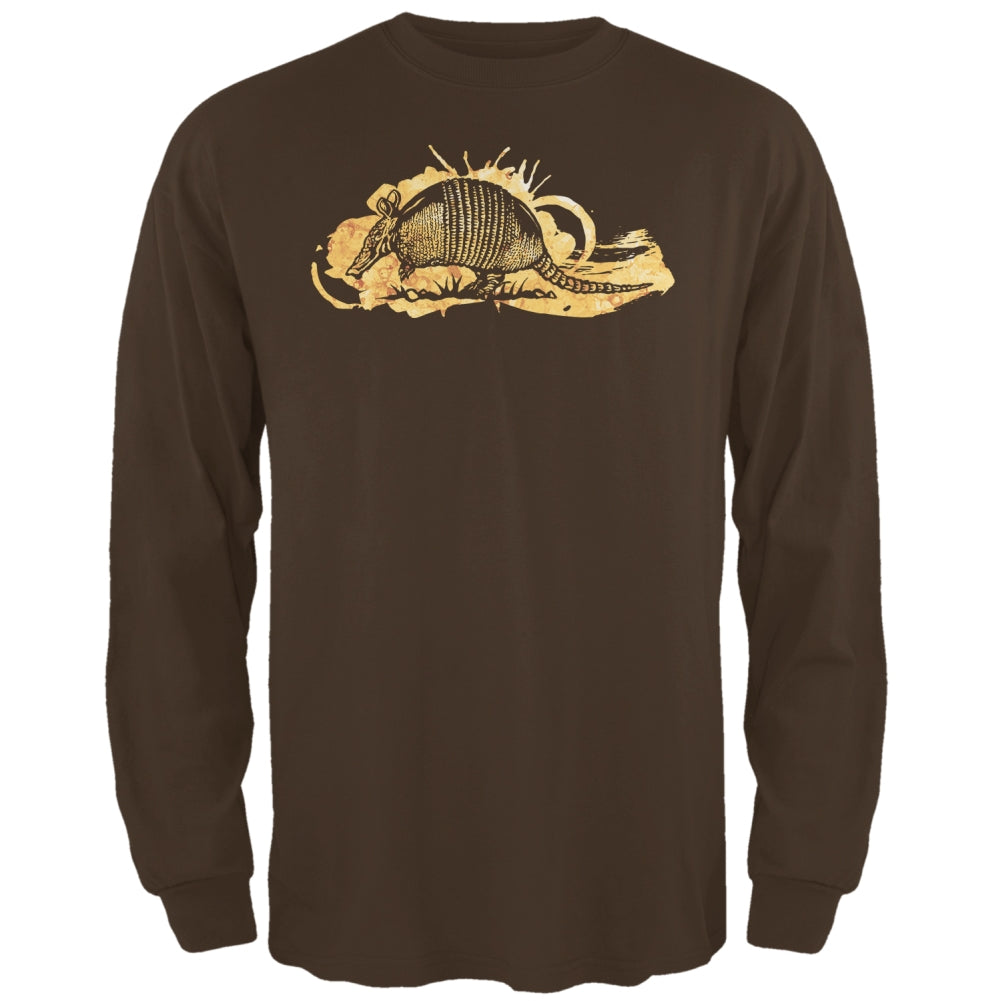 Armadillo Watercolor Splatter Mens Long Sleeve T Shirt Men's Long Sleeves global 2XL Brown 