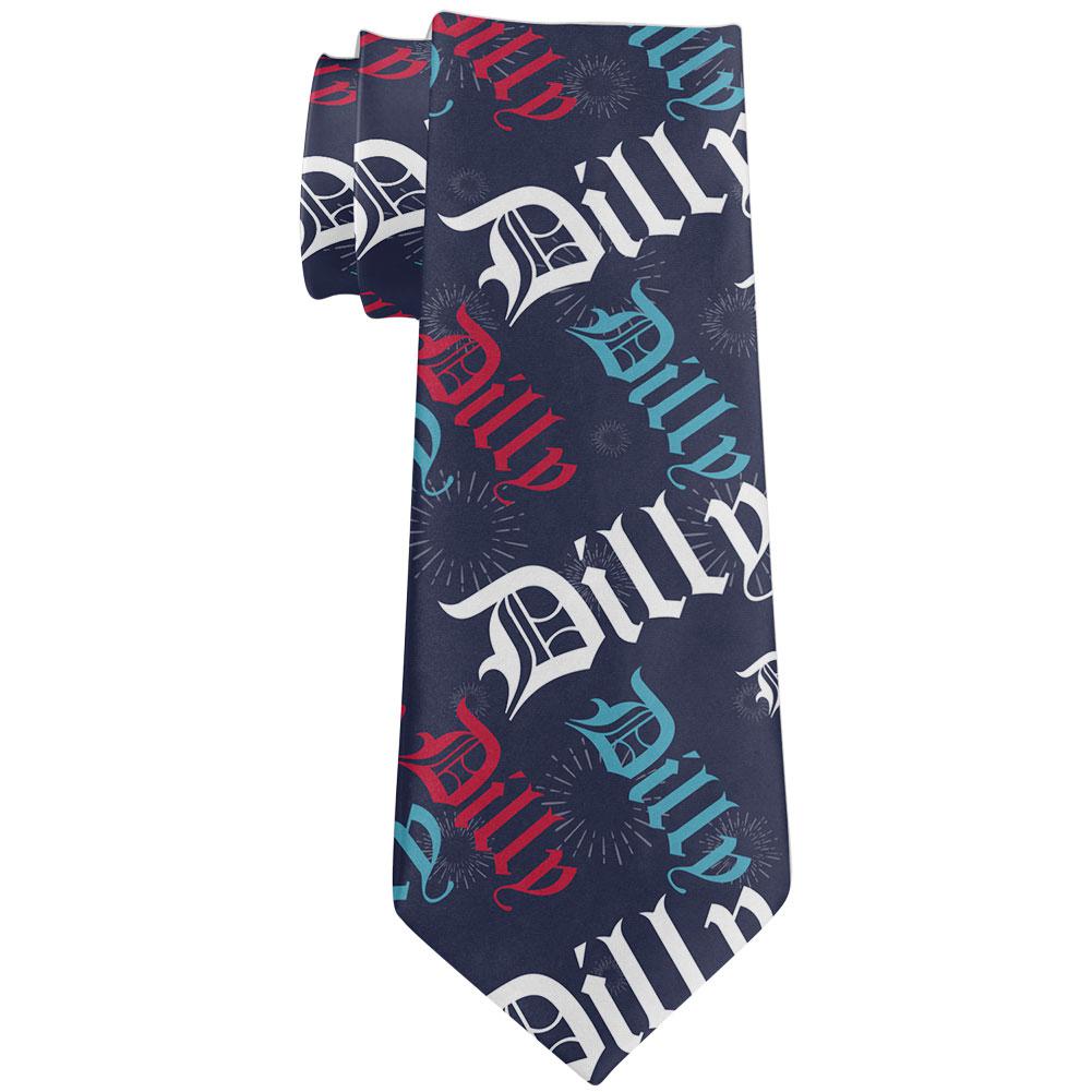 4th Of July Dilly Dilly Pattern Fireworks All Over Neck Tie Men's Neck Ties Old Glory OS Multi 