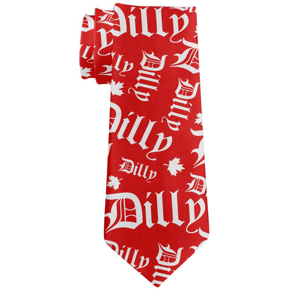 Canada Day Dilly Dilly Maple Leaf All Over Neck Tie Men's Neck Ties Old Glory OS Multi 