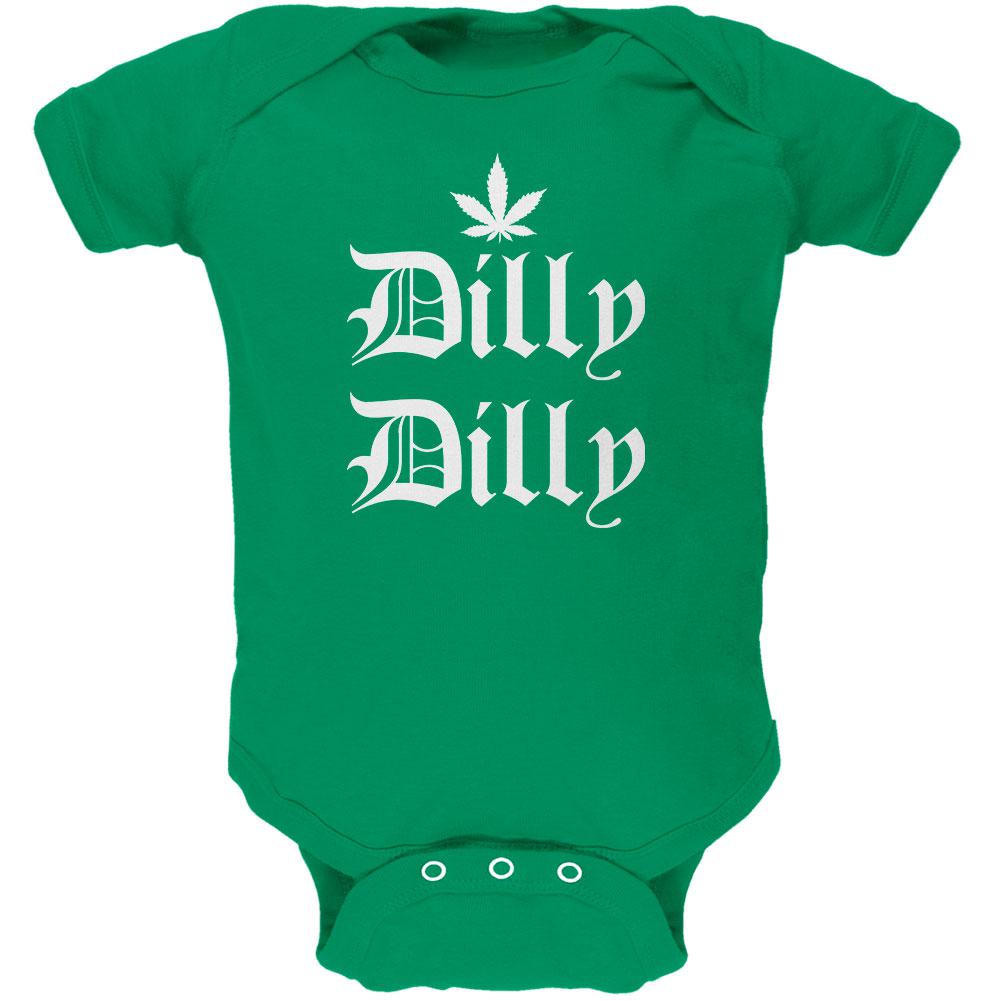 Dilly Dilly Marijuana Weed Leaf Hemp Soft Baby One Piece Baby One Piece Old Glory 0-3M Kelly Green 