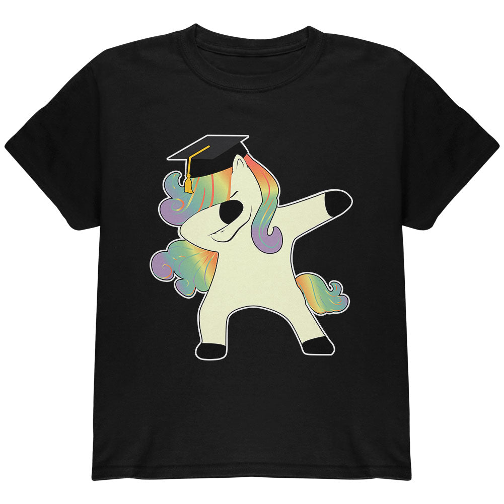 Dabbing Unicorn Graduate Youth T Shirt Youth T-Shirts Unicorns YLG Black 