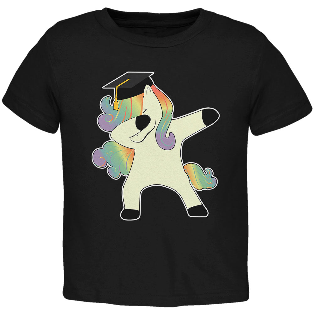 Dabbing Unicorn Graduate Toddler T Shirt Toddler T-Shirts Unicorns 2T Black 