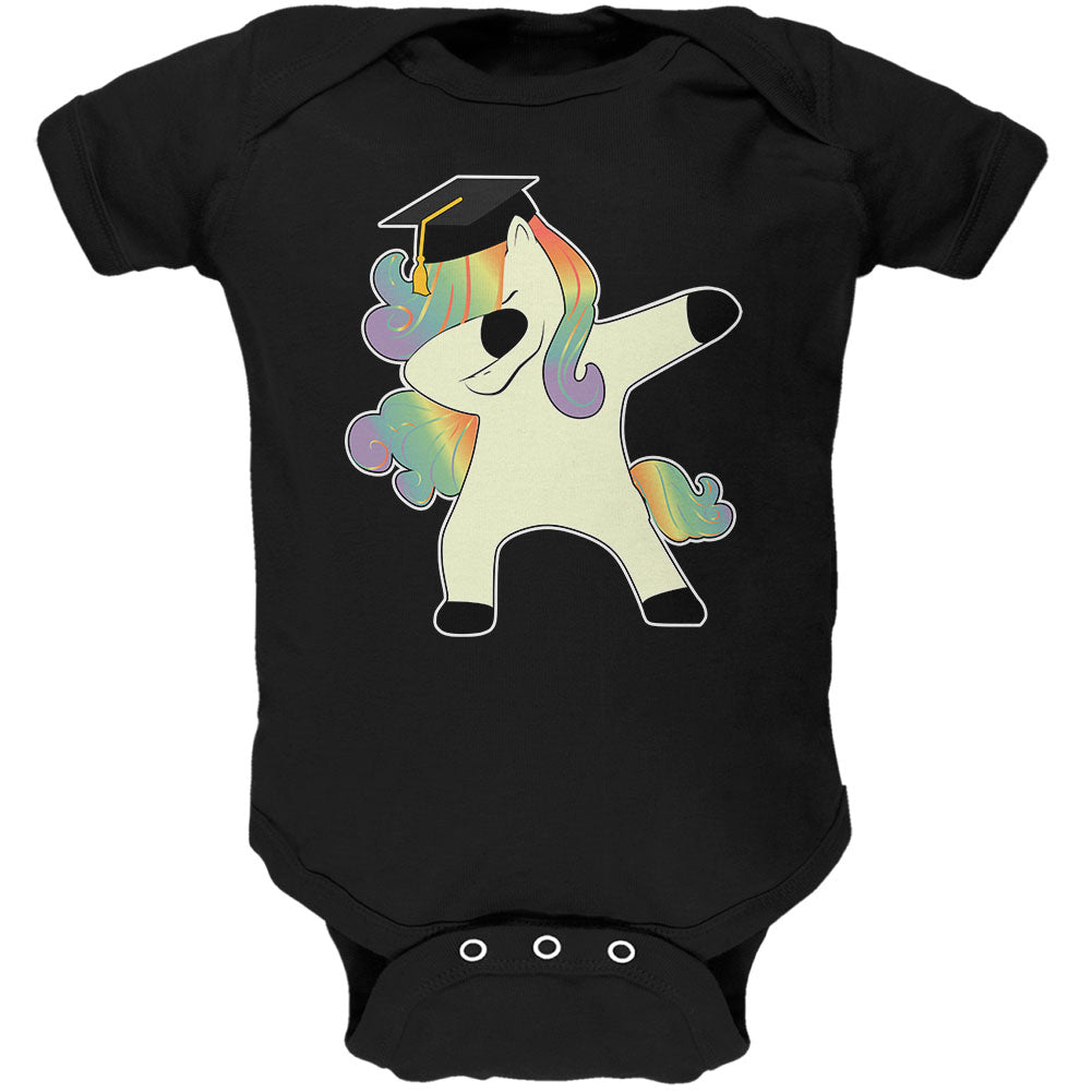 Dabbing Unicorn Graduate Soft Baby One Piece Baby One Piece Unicorns 0-3M Black 