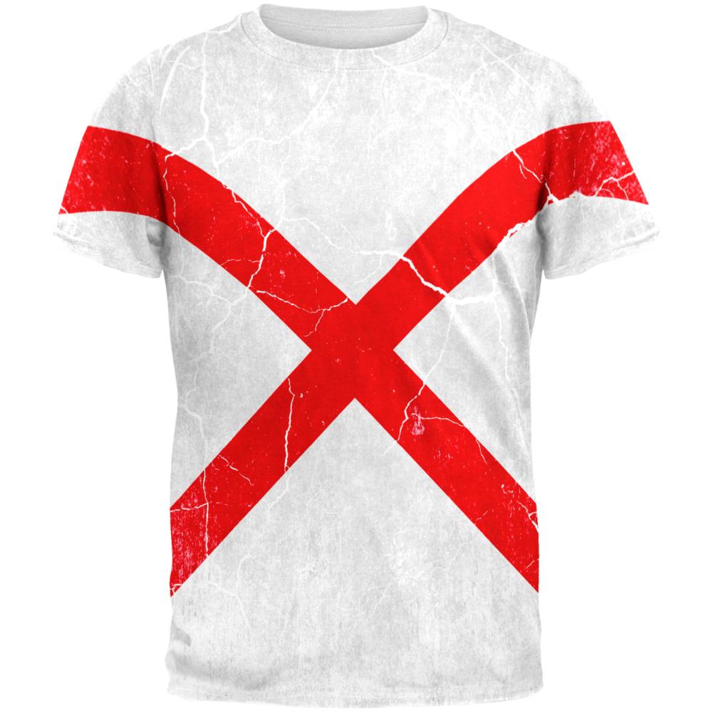 Alabama Vintage Distressed State Flag All Over Mens T Shirt Men's T-Shirts Old Glory 2XL Multi 