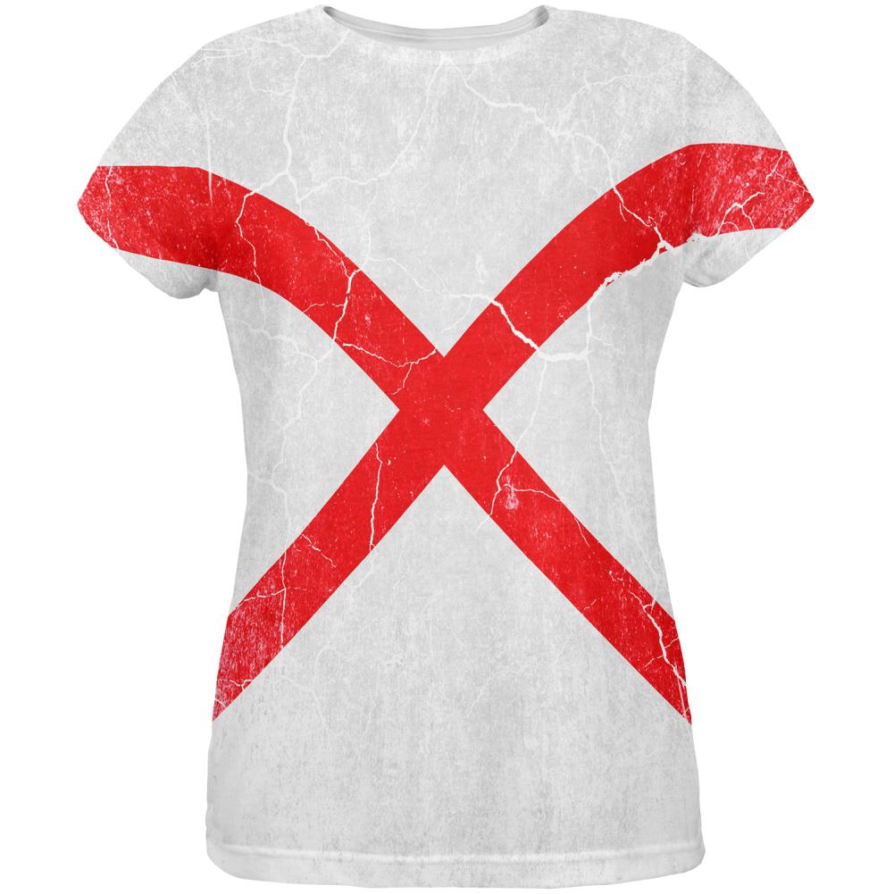 Alabama Vintage Distressed State Flag All Over Womens T Shirt Women's T-Shirts Old Glory 2XL Multi 