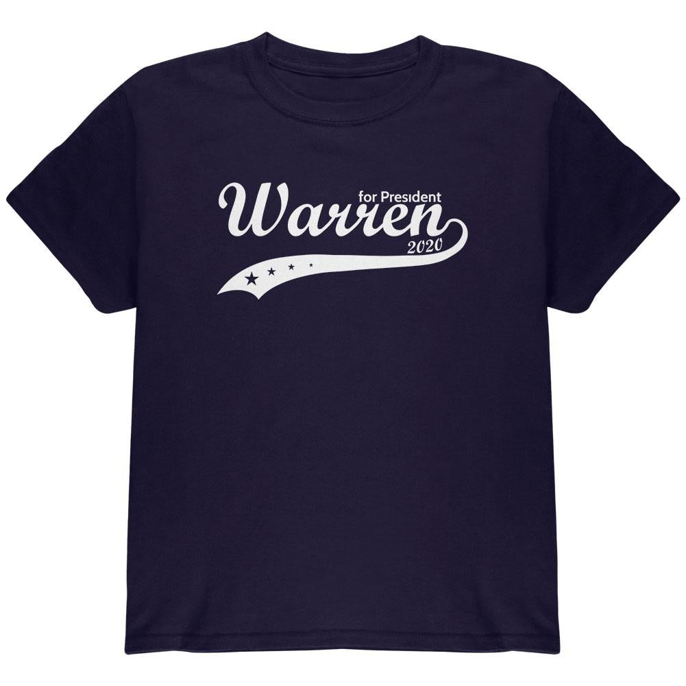 Election 2020 Elizabeth Warren For President Swoosh Youth T Shirt Youth T-Shirts Old Glory LG Navy 