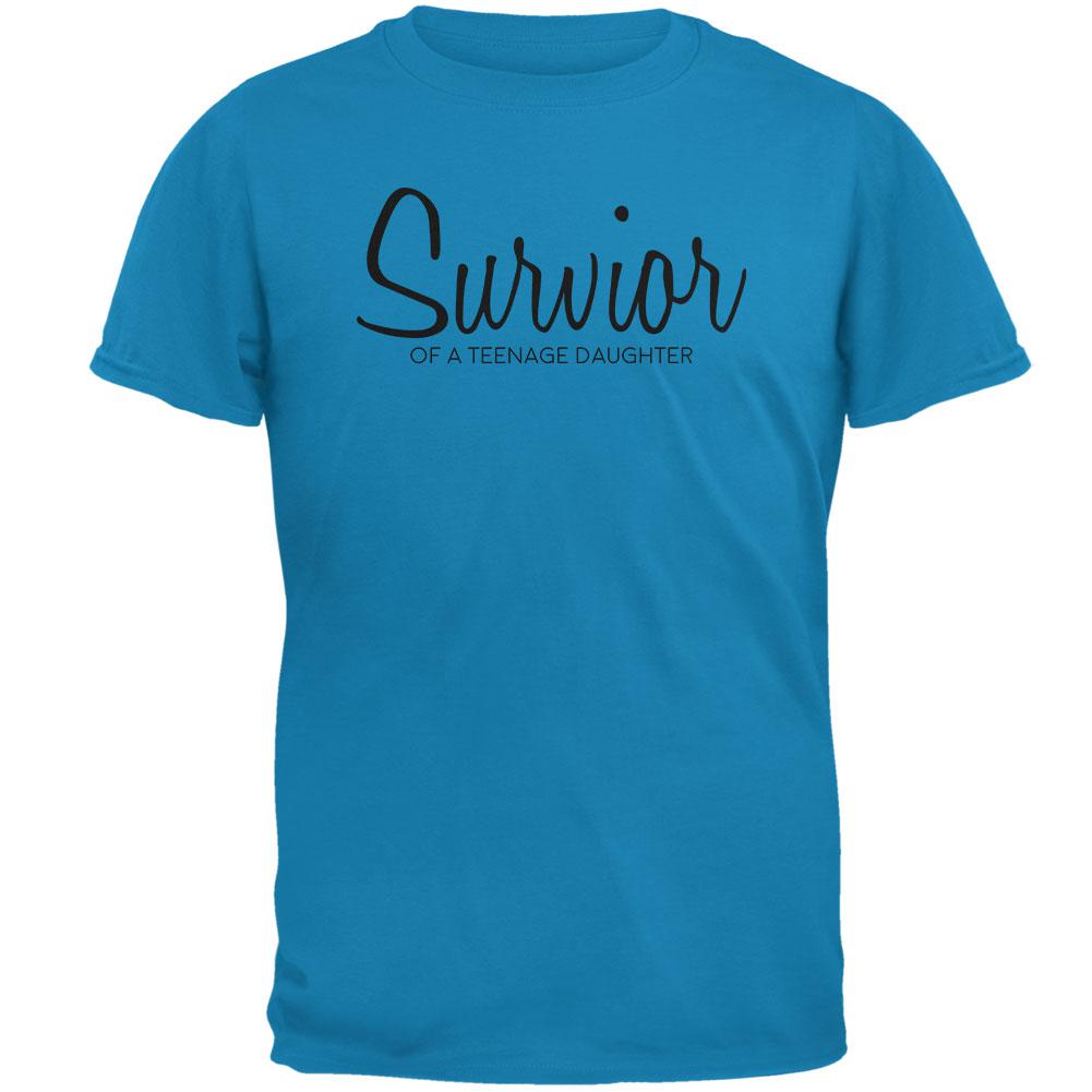 Mother's Day Survivor Of A Teenage Daughter Mens T Shirt Men's T-Shirts Old Glory 2XL Sapphire 