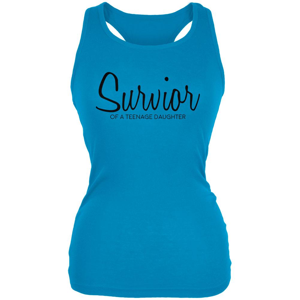 Mother's Day Survivor Of A Teenage Daughter Juniors Soft Tank Top Juniors Tank Tops Old Glory 2XL Turquoise 