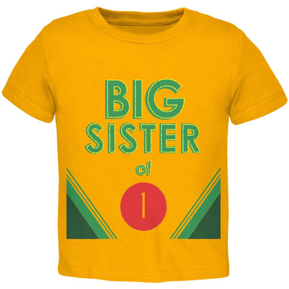 Crayon Big Sister of 1 Toddler T Shirt Toddler T-Shirts Old Glory 2T Gold 