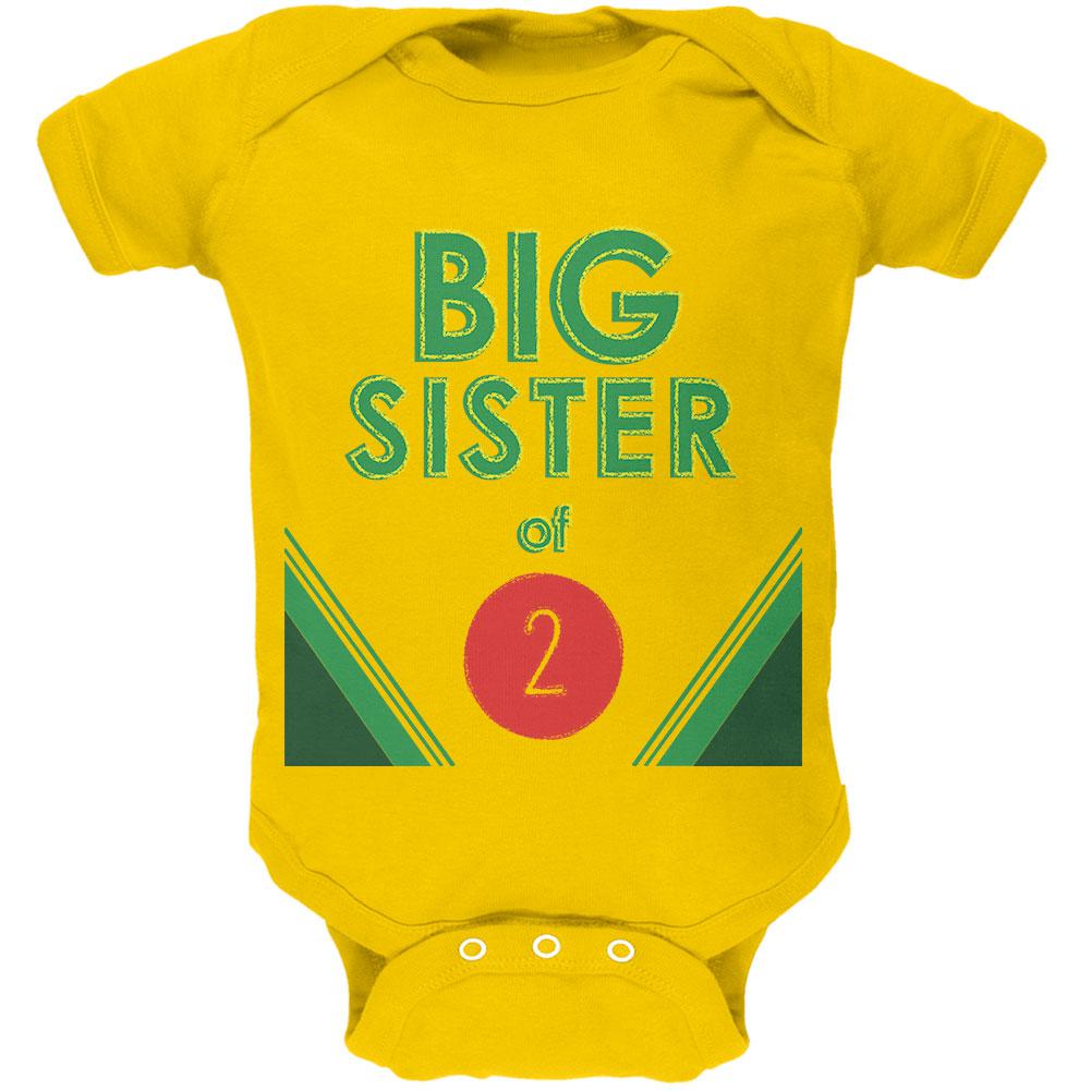 Crayon Big Sister of 2 Soft Baby One Piece Baby One Piece Old Glory 0-3M Yellow 