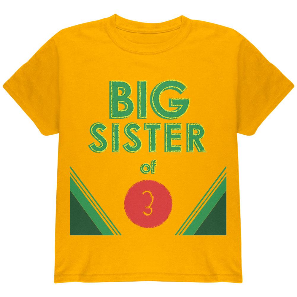 Crayon Big Sister of 3 Youth T Shirt Youth T-Shirts Old Glory LG Gold 