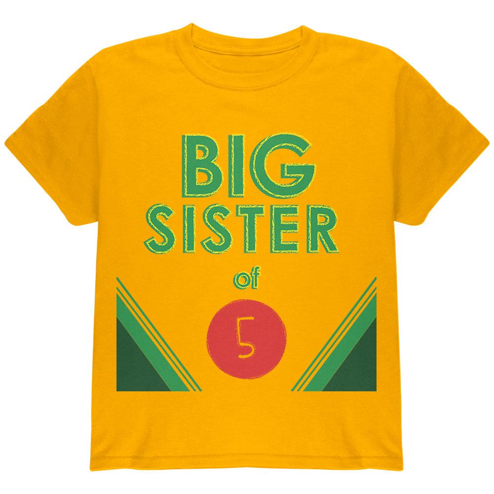 Crayon Big Sister of 5 Youth T Shirt Youth T-Shirts Old Glory LG Gold 