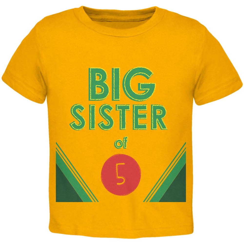 Crayon Big Sister of 5 Toddler T Shirt Toddler T-Shirts Old Glory 2T Gold 