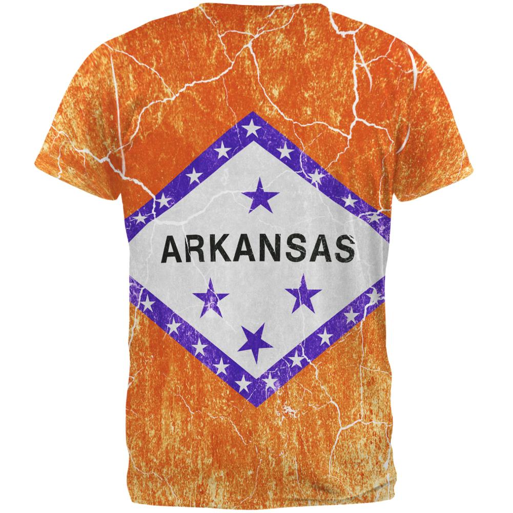 Arkansas Vintage Distressed State Flag All Over Mens T Shirt Men's T-Shirts Old Glory   