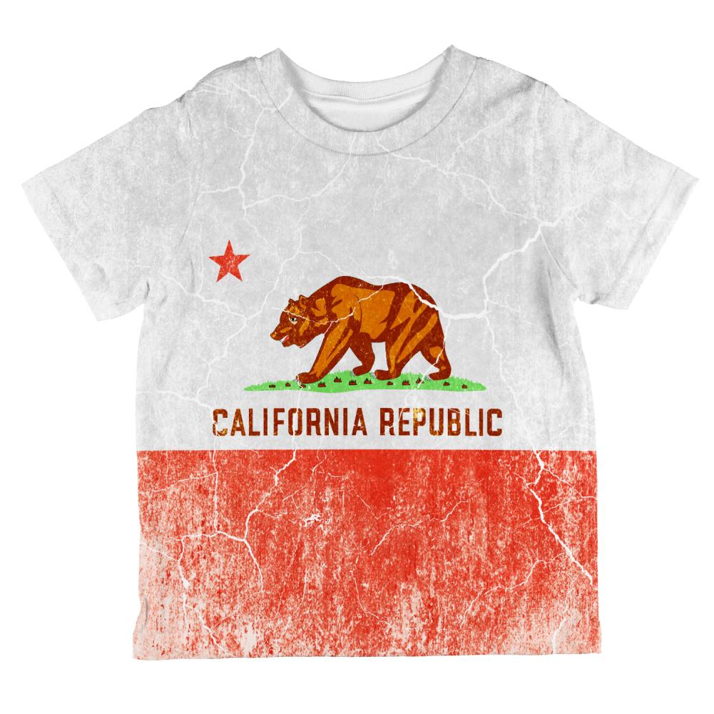 California Vintage Distressed State Flag All Over Toddler T Shirt Toddler T-Shirts Old Glory 2T Multi 