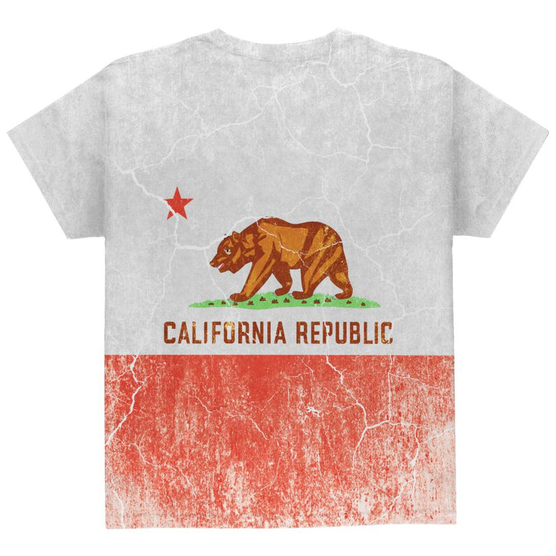 California Vintage Distressed State Flag All Over Youth T Shirt Youth T-Shirts Old Glory   