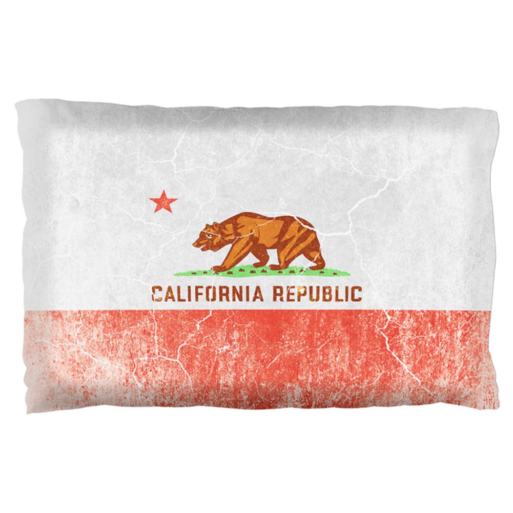 California Vintage Distressed State Flag Pillow Case Pillowcases Old Glory OS Multi 