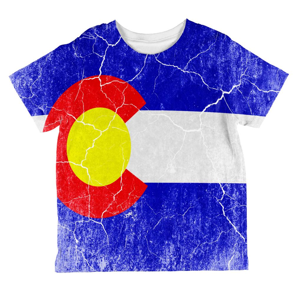 Colorado Vintage Distressed State Flag All Over Toddler T Shirt Toddler T-Shirts Old Glory 2T Multi 