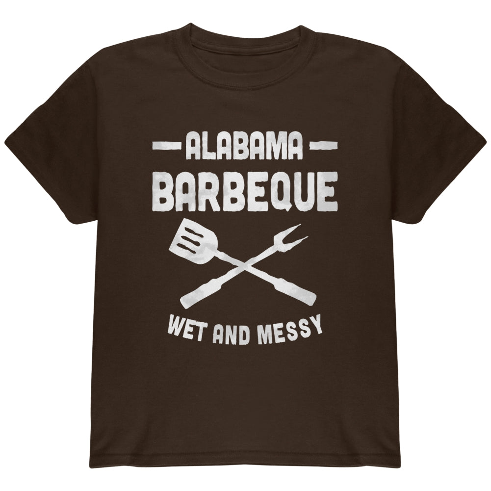 Alabama Barbeque Wet and Messy Youth T Shirt Youth T-Shirts global YLG Dark Chocolate 