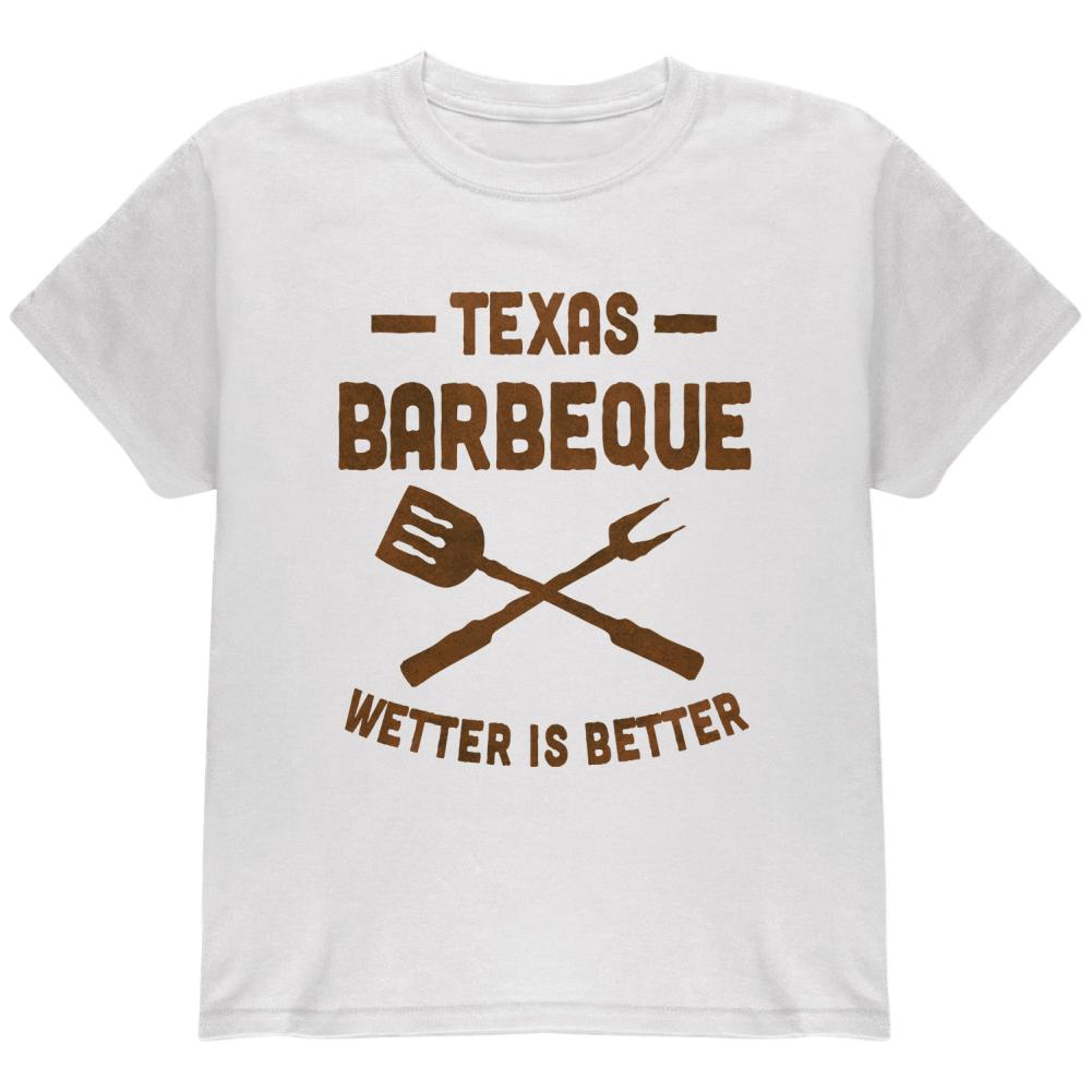 Texas Barbeque Wetter is Better Youth T Shirt Youth T-Shirts Old Glory LG White 