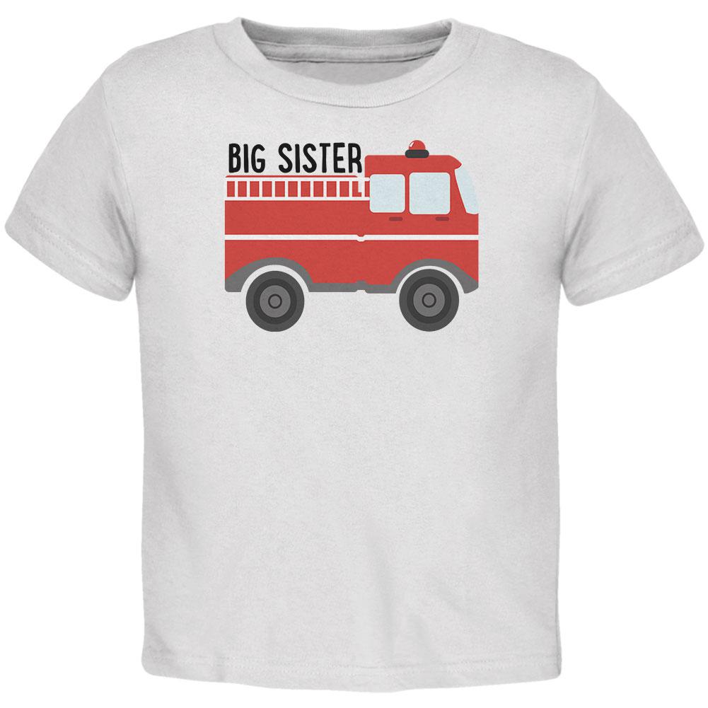 Big Sister Fire Truck Toddler T Shirt Toddler T-Shirts Old Glory 2T White 