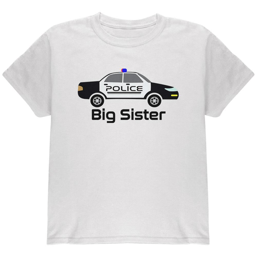 Big Sister Police Car Youth T Shirt Youth T-Shirts Old Glory LG White 