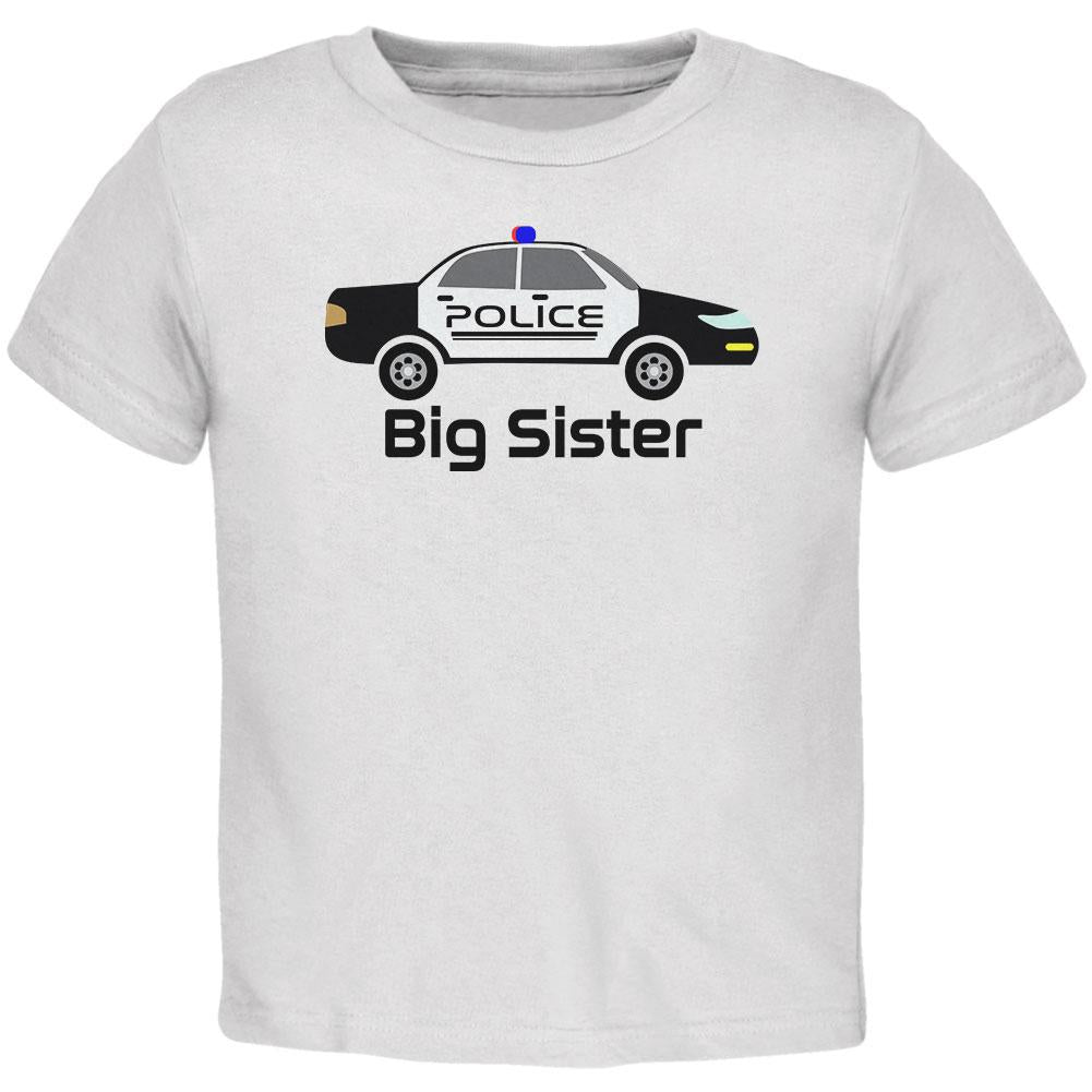 Big Sister Police Car Toddler T Shirt Toddler T-Shirts Old Glory 2T White 