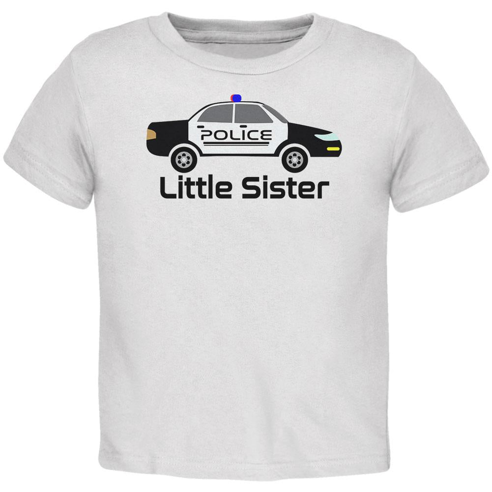 Little Sister Police Car Toddler T Shirt Toddler T-Shirts Old Glory 2T White 