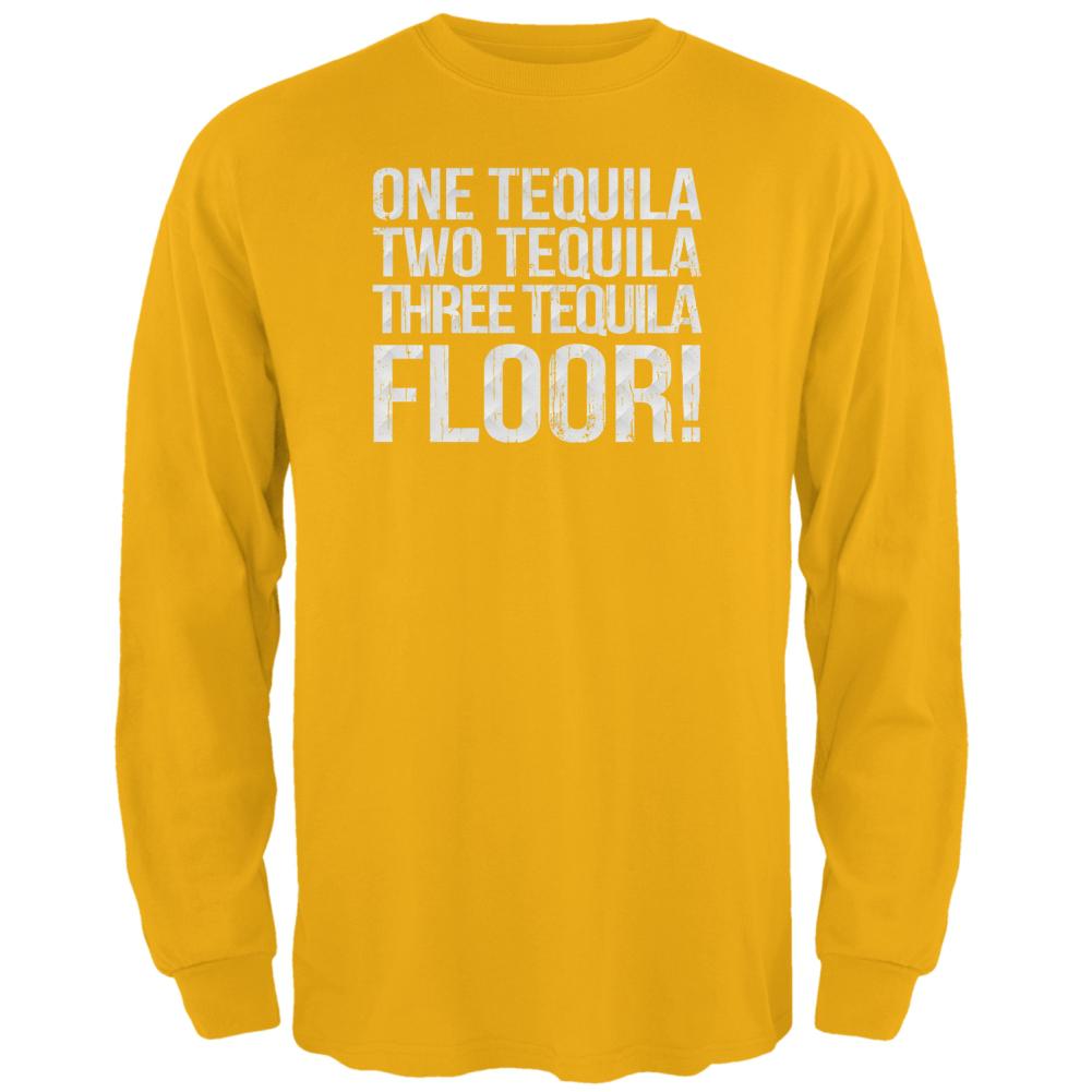 Cinco de Mayo Tequila One Two Three Floor Mens Long Sleeve T Shirt Men's Long Sleeves Old Glory 2XL Gold 