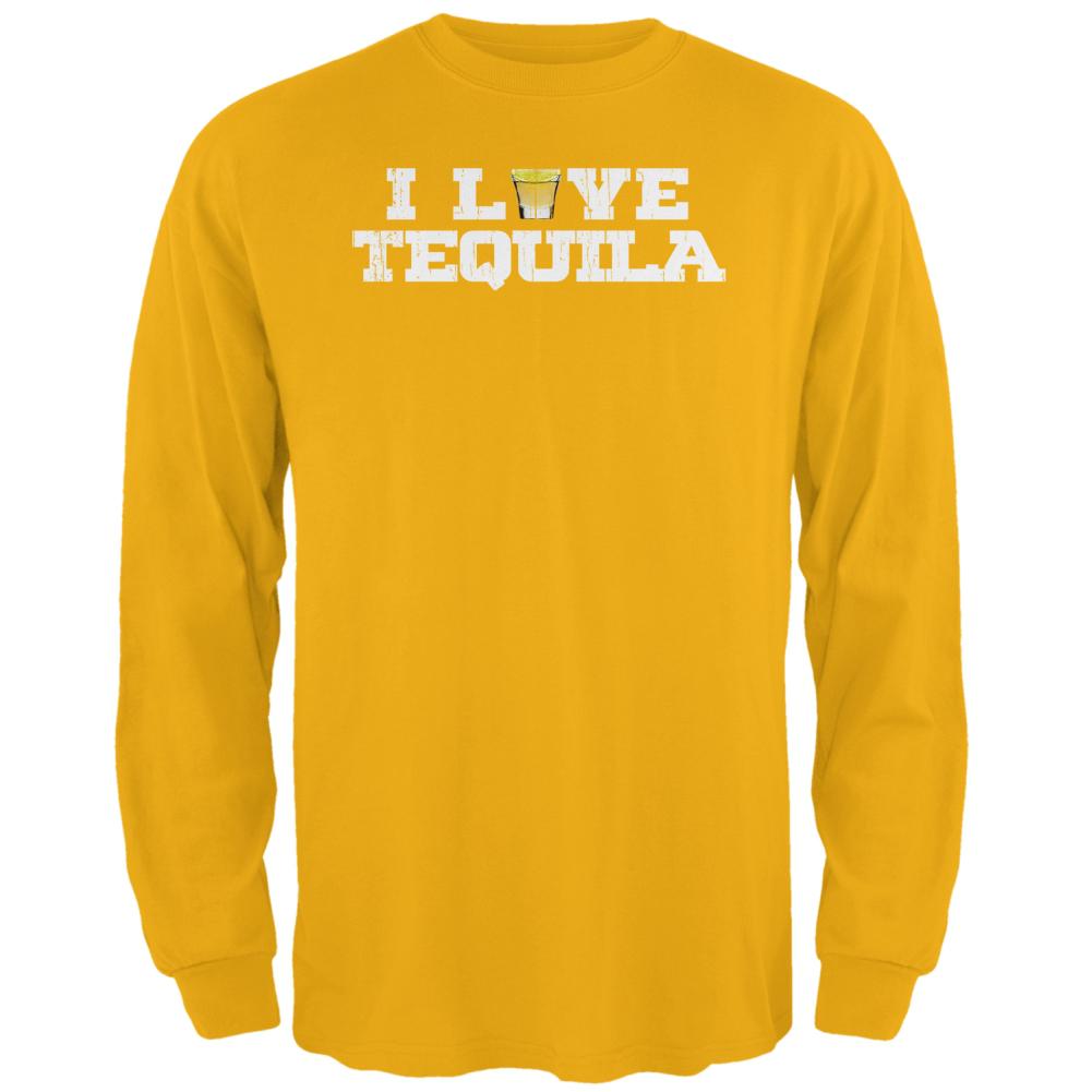 Cinco de Mayo I Love Tequila Mens Long Sleeve T Shirt Men's Long Sleeves Old Glory 2XL Gold 