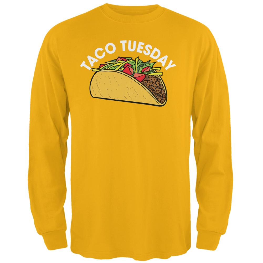 Cinco de Mayo Taco Tuesday Mens Long Sleeve T Shirt Men's Long Sleeves Old Glory 2XL Yellow 